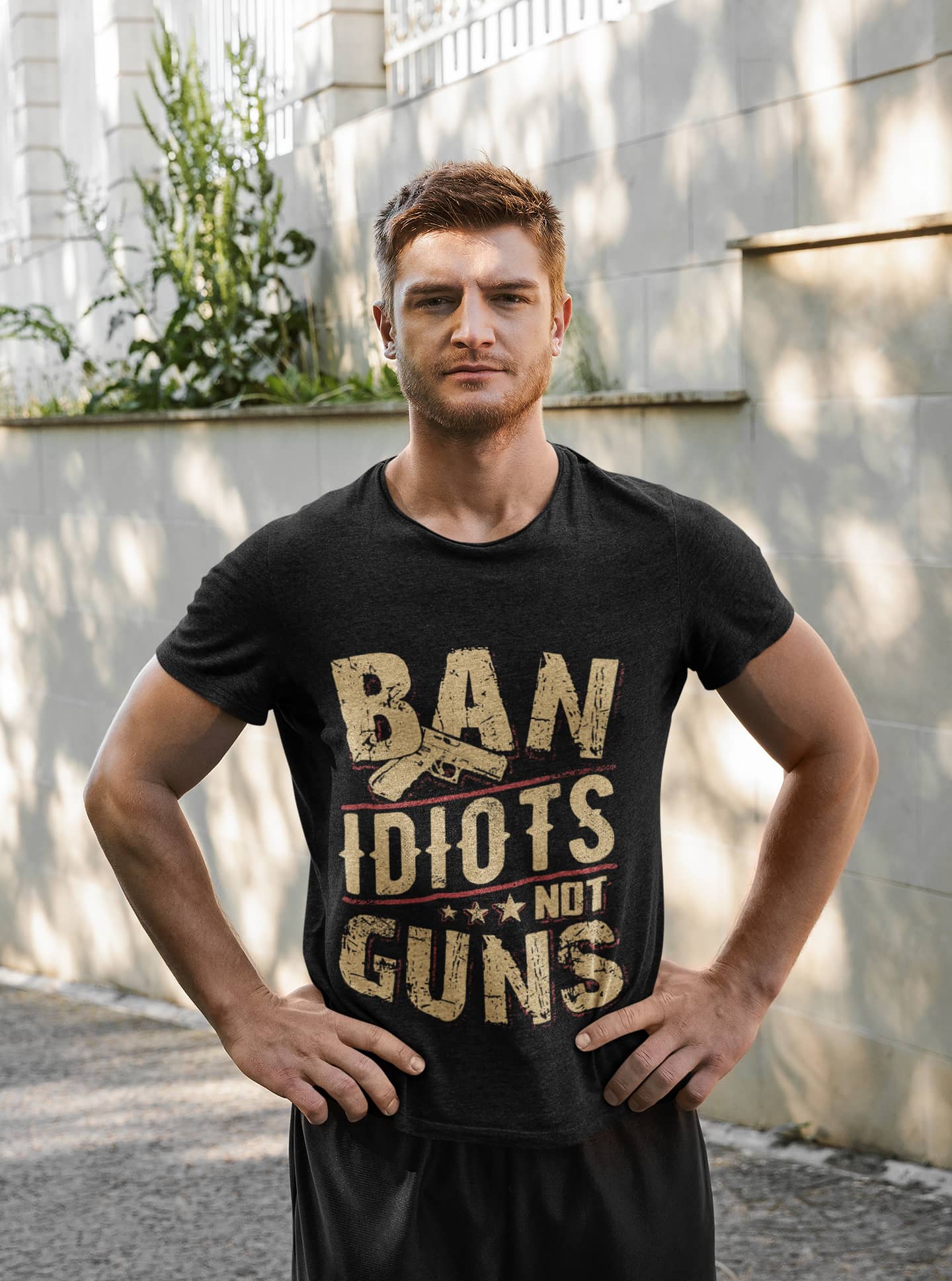 Koszulka - Ban idiots not guns - Czarna