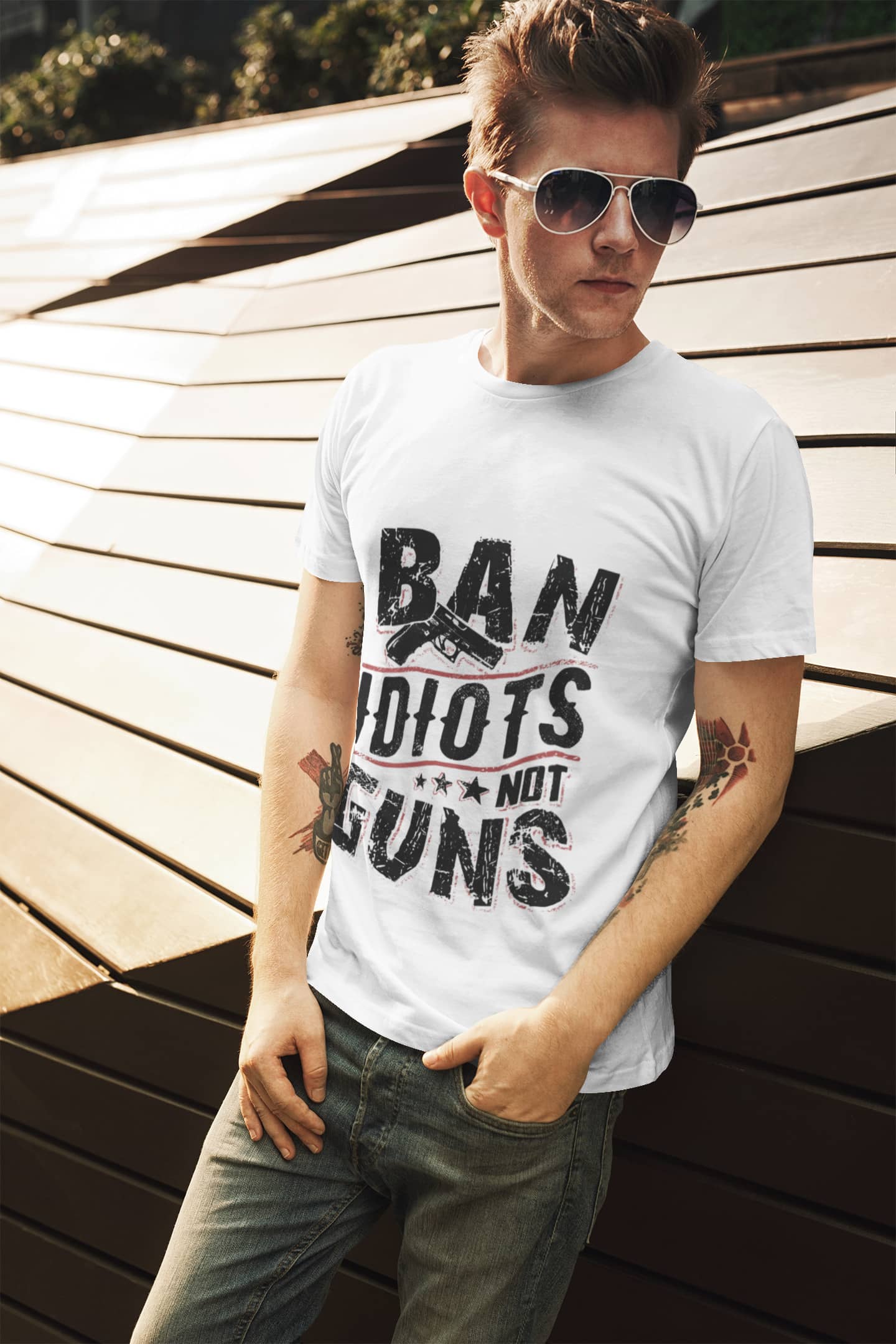 Koszulka - Ban idiots not guns - Biała 3